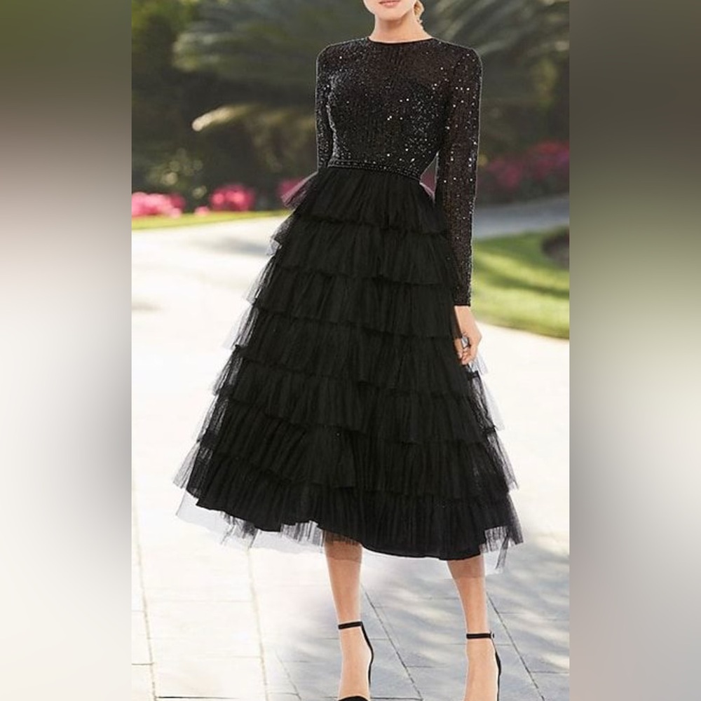 TS Couture Elegant Black Evening Dress size XL   C72